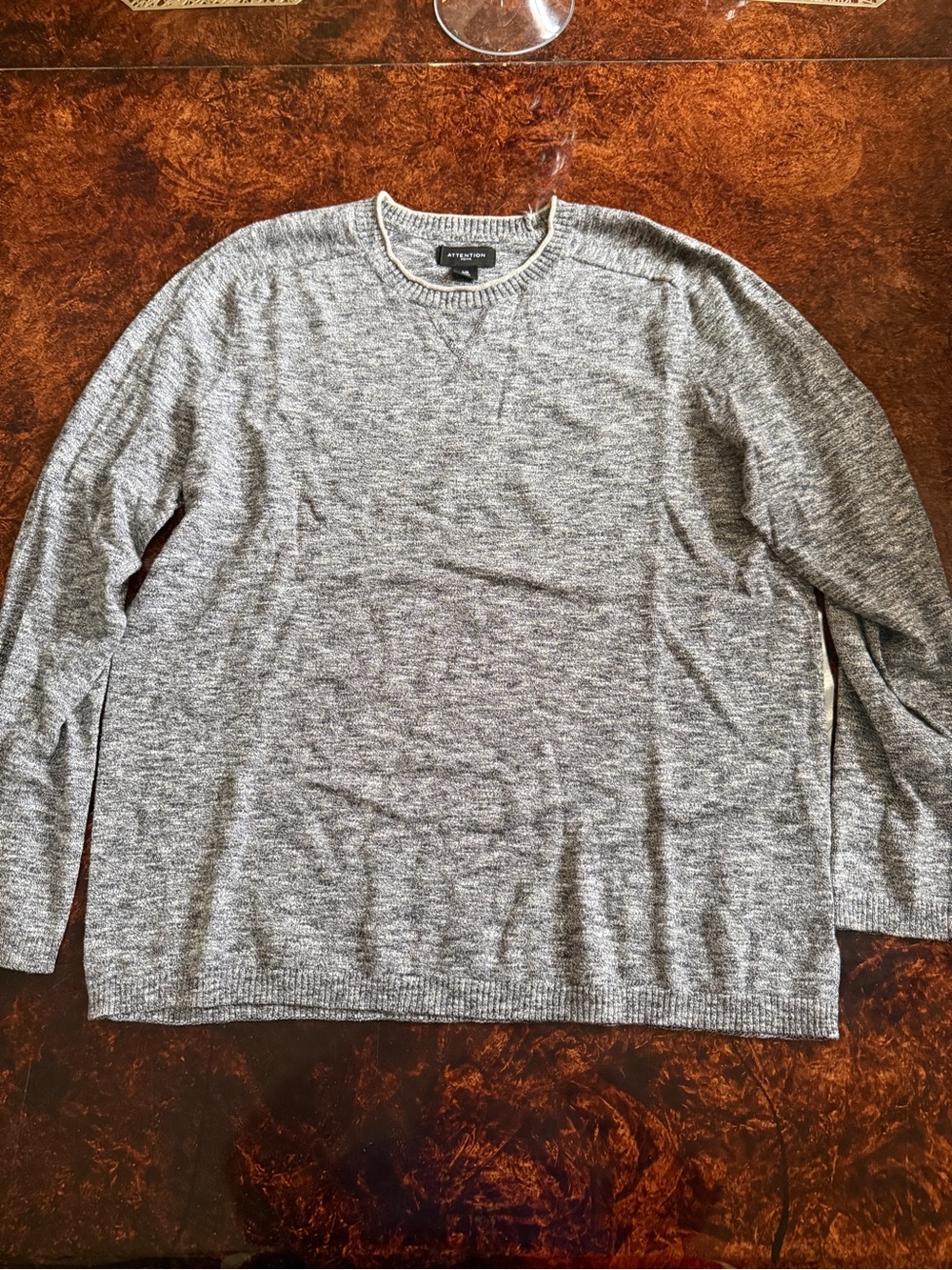 attention Men's Heather Gray Long Sleeve Crewneck Sweater